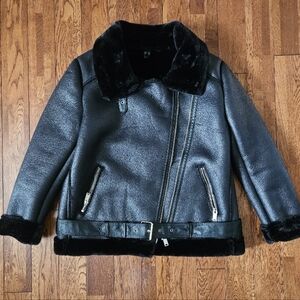 Black Faux Leather Jacket - Women's M